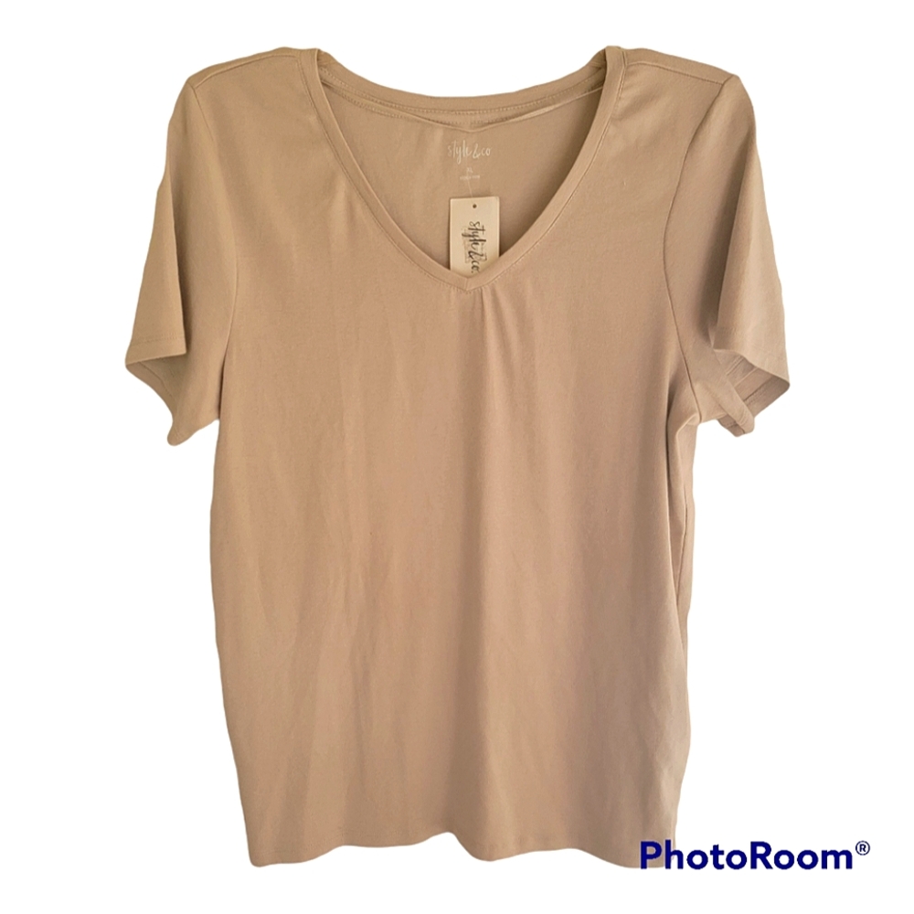 NWT Tan V-Neck T-Shirt